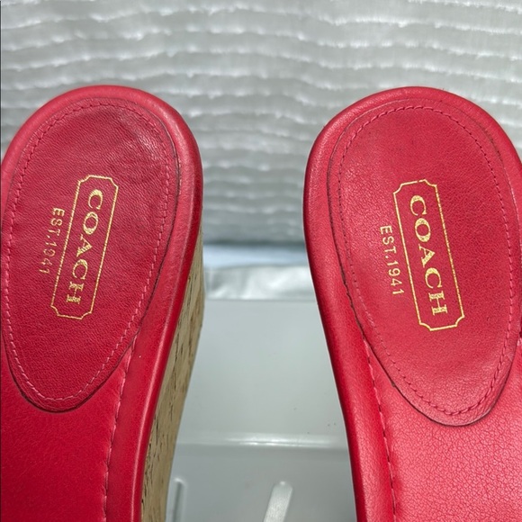 (N7) COACH RED LEATHER AND CORK PLATFORMS, size 8.5 B - Picture 3 of 12